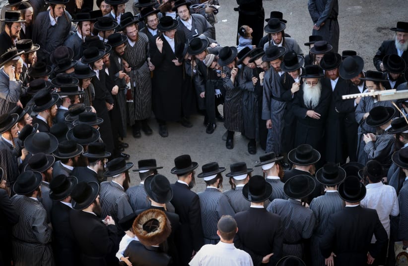  The rebbe of the ultra orthodox Jewish dynasty of Toldot Avraham visits in the Northern Israeli town of Meron, on Ausgut 23, 2021. (photo credit: DAVID COHEN/FLASH 90)