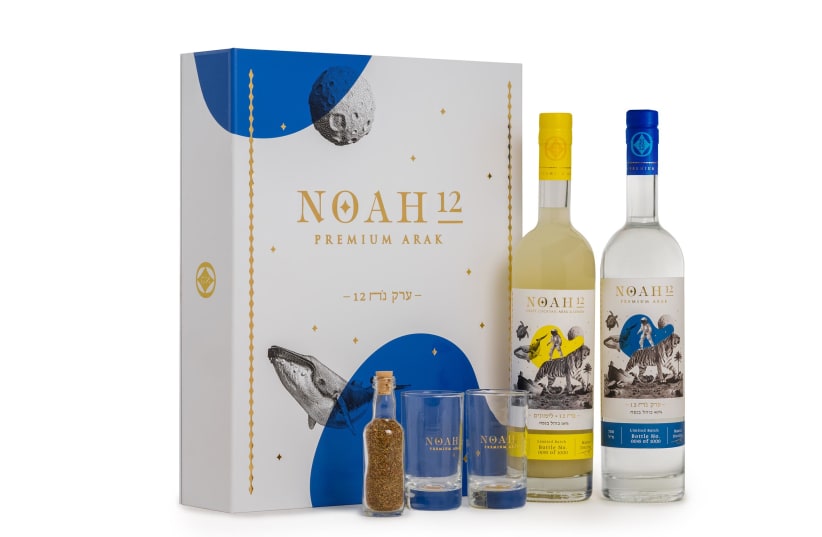  NOAH 12, the premium arak, which is a joint partnership between Tempo’s Masterpiece Team and comedian Tzion Baruch (photo credit: AYA BEN-EZRI)