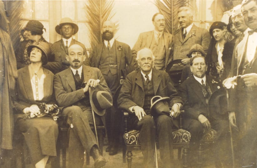  Lord Balfour in Mandatory Palestine with Vera and Chaim Weizmann, Nahum Sokolow and others in 1925 (photo credit: Wikimedia Commons)