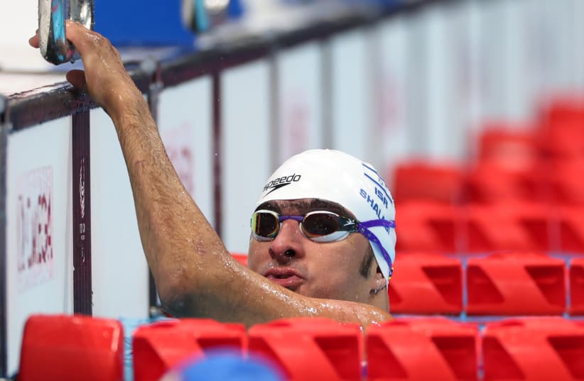   ISRAELI-ARAB SWIMMER Iyad Shalabi won his second gold medal of the Tokyo Paralympics yesterday in the 50-meter backstroke event. (photo credit: REUTERS)