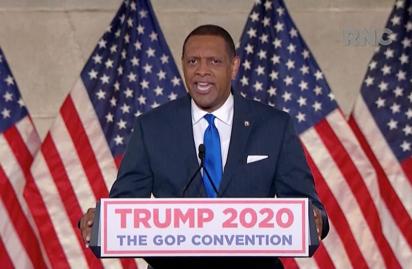  Georgia Democratic State Rep. Vernon Jones speaks during the largely virtual 2020 Republican National Convention broadcast from Washington, U.S. August 24, 2020 (photo credit:  2020 Republican National Convention/Handout via REUTERS T)
