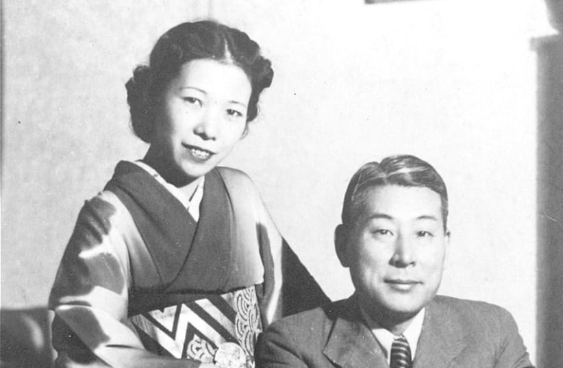  Chiune  Sugihara with his wife Yukiko in his  office at the Japanese consulate in  Bucharest published in ‘Visas for Life:  The Remarkable Story of Chiune  & Yukiko Sugihara and the Rescue  of Thousands of Jews (photo credit: Holocaust Oral History Project: San Francisco,  California )