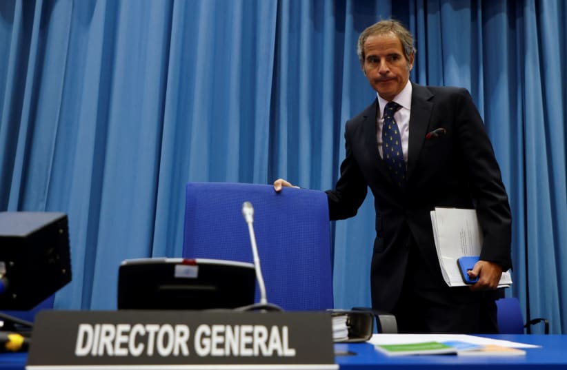  International Atomic Energy Agency (IAEA) Director General Rafael Grossi arrives for the beginning of an IAEA board of governors meeting in Vienna, Austria, September 13, 2021. (photo credit: REUTERS/LEONHARD FOEGER)