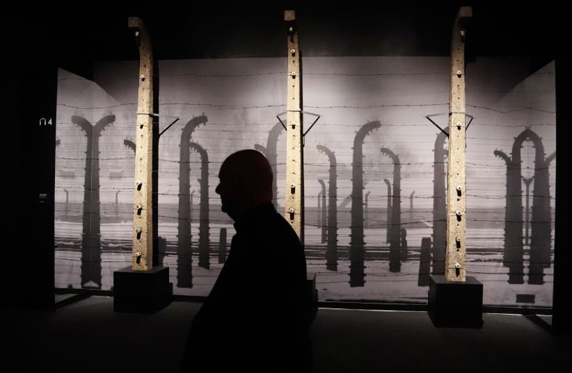  A man walks into the Museum of Jewish Heritage in the Manhattan borough of New York, New York, US. (photo credit: CARLO ALLEGRI/REUTERS)