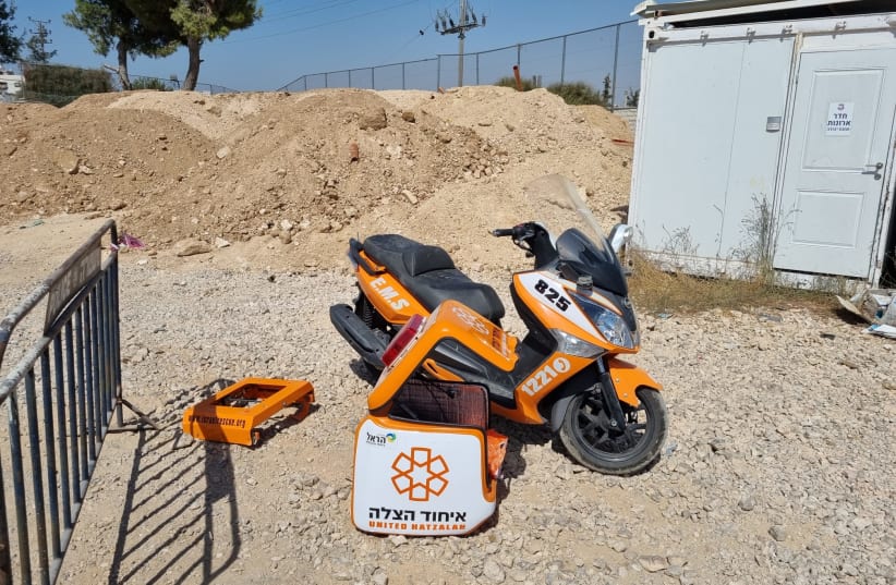  The ambucycle after it was found and recovered by the IDF and police (photo credit: COURTESY UNITED HATZALAH)