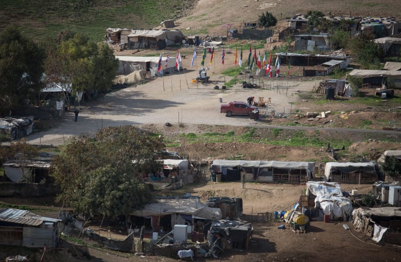  View of the Bedouin village Khan al-Ahmar in the West Bank. (photo credit: HADAS PARUSH/FLASH90)