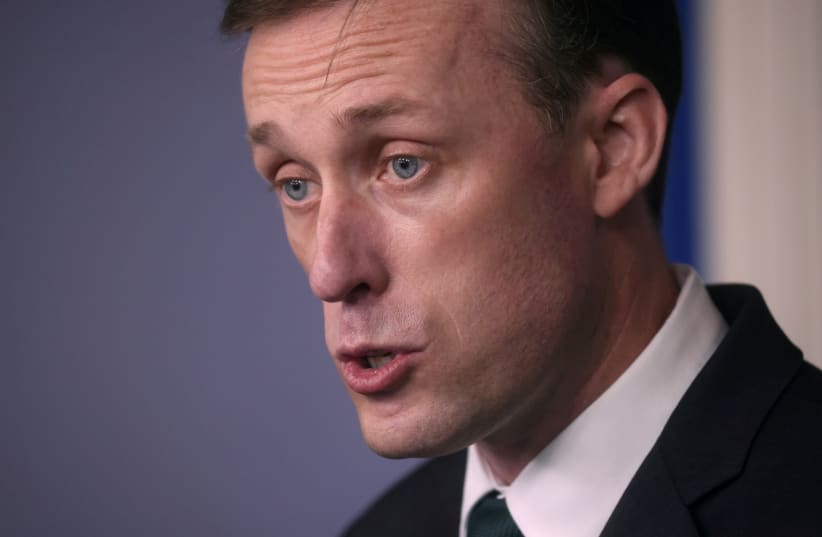  US national security adviser Jake Sullivan takes part in a news briefing about the situation in Afghanistan at the White House in Washington, US, August 17, 2021. (photo credit: REUTERS/LEAH MILLIS)