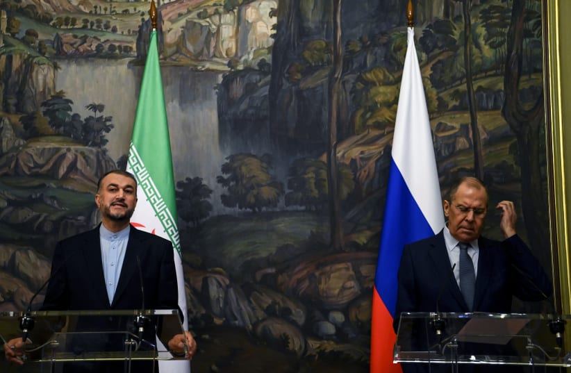  Russian Foreign Minister Sergei Lavrov and his Iranian counterpart Hossein Amir-Abdollahian hold a joint news conference, in Moscow (photo credit: Kirill Kudryavtsev/Pool via REUTERS)