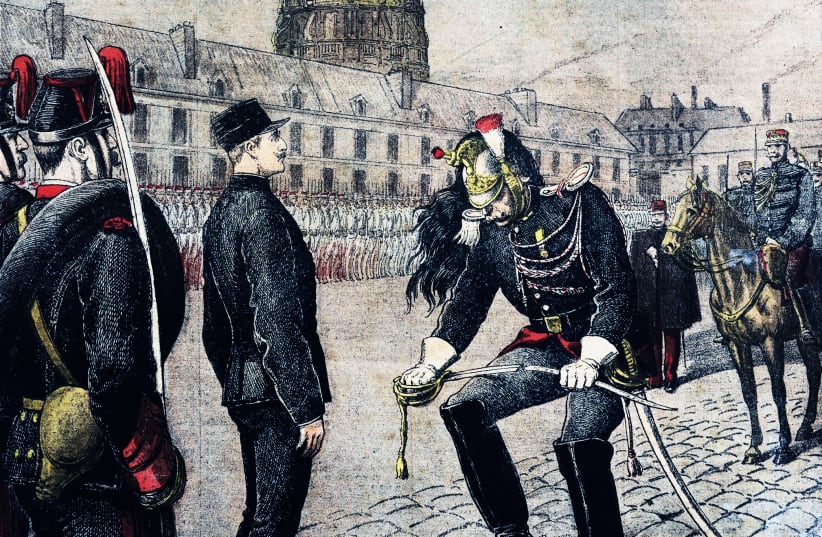 "The traitor: Degradation of Alfred Dreyfus, degradation in the Morland Court of the military school in Paris" (photo credit: Henri Meyer/Bibliothèque nationale de France)