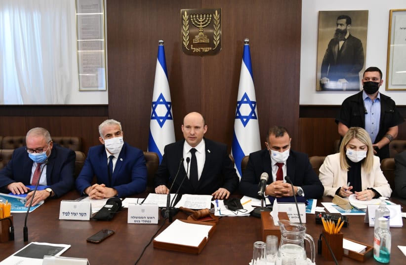  Prime Minister Naftali Bennett at a cabinet meeting, October 24, 2021.  (photo credit: CHAIM TZACH/GPO)