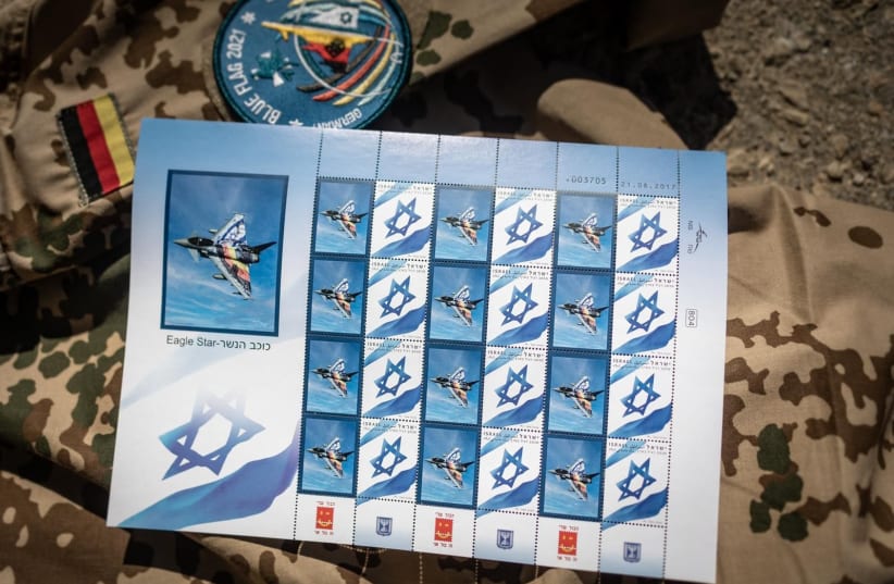  Stamps developed by German pilots during their participation in the Blue Flag drill in October 2021. (photo credit: Courtesy)