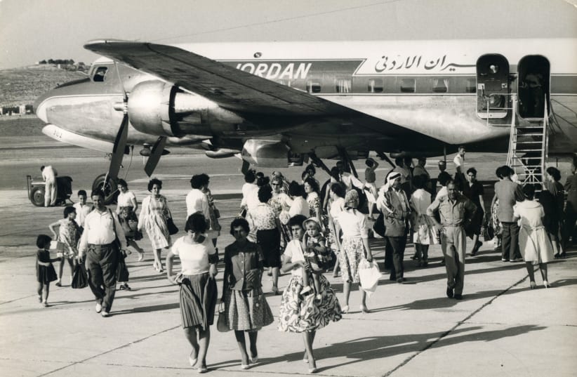  TRAVELERS AND pilgrims arrive at Jerusalem Airport, 1960s. (photo credit: Dr Mohammed Al-Qutob Family Archive)