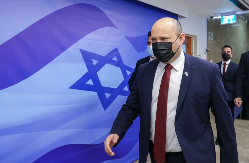  Prime Minister Naftali Bennett at the cabinet meeting, November 7, 2021.  (photo credit: MARC ISRAEL SELLEM/THE JERUSALEM POST)