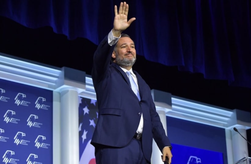 Sen. Ted Cruz, R-Texas, speaks at the Republican Jewish Coalition conference in Las Vegas, Nov. 5, 2021. (photo credit: Republican Jewish Coalition/JTA)