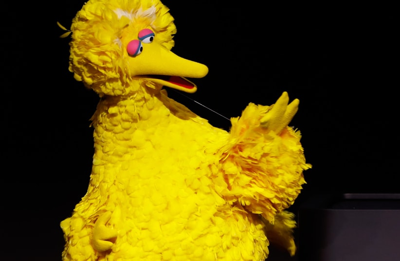  Sesame Street's Big Bird speaks during an Apple special event at the Steve Jobs Theater in Cupertino (photo credit: REUTERS/STEPHEN LAM)
