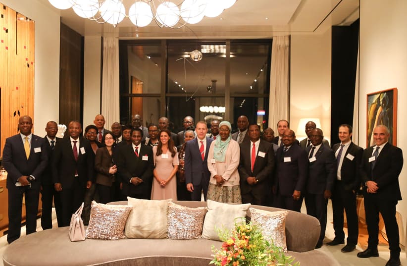 Israel's Ambassador to the UN is seen among 25 African UN ambassadors, among others, on November 8, 2021. (photo credit: Courtesy)
