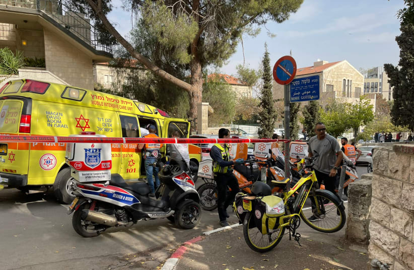  The scene of a shooting in Jerusalem's German Colony on November 14, 2021. (photo credit: UNITED HATZALAH‏)