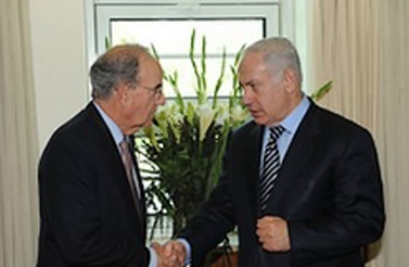 netanyahu mitchell shake hands again 248 (photo credit: Amos BenGershom / Government Press Office)