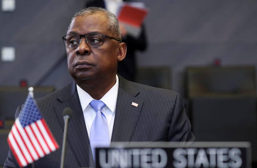 US Defence Secretary Lloyd Austin attends a NATO Defence Ministers meeting at the Alliance headquarters in Brussels, Belgium, October 21, 2021. (photo credit: REUTERS/PASCAL ROSSIGNOL)