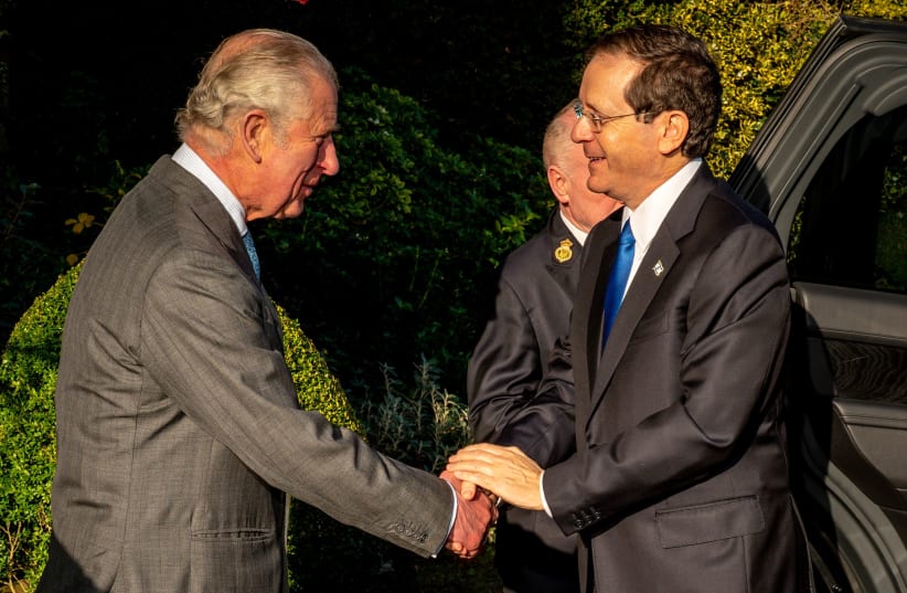  Britain's Prince Charles meets President of Israel Isaac Herzog at Highgrove House, in Tetbury, Gloucestershire, Britain. (photo credit: BEN BIRCHALL/POOL via REUTERS)