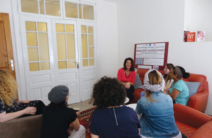  Dr. Rhonda Adessky, clinical director, leading a Cognitive Behavioral Therapy (CBT) Mind/Body Fertility Workshop at the Gefen Center, German Colony, Jerusalem. (photo credit: Courtesy)