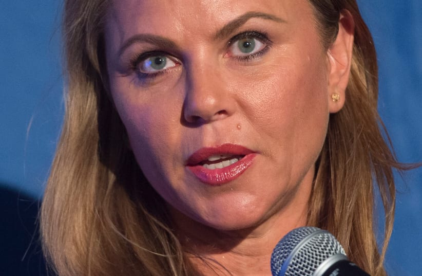  Lara Logan, then the chief foreign affairs correspondent for CBS News, speaks at a ceremony on Capitol Hill, Oct. 26, 2017.  (photo credit: SAUL LOEB/AFP VIA GETTY IMAGES/JTA)
