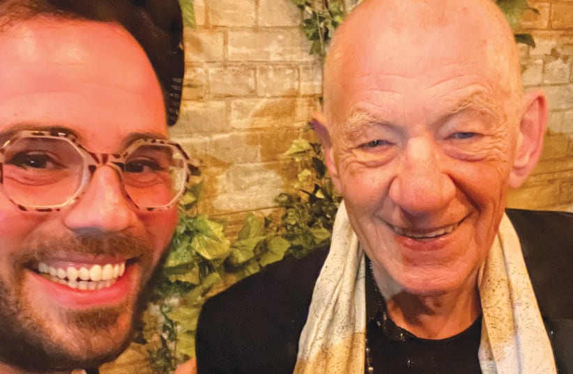  THE WRITER with Sir Ian McKellan, who is 82 years old and not Jewish but is 'out and proud and was right next to me dancing in a circle with a kippah on his head'. (photo credit: Courtesy)