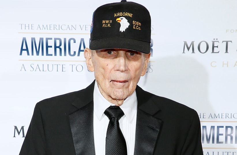  Ed Shames, the last surviving officer and oldest surviving member of Easy Company, attends the American Veterans Center’s "2019 American Valor: A Salute to Our Heroes" Veterans Day Special at the Omni Shoreham Hotel in Washington DC Oct. 26, 2019  (photo credit: PAUL MORIGI/GETTY IMAGES)
