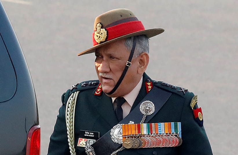  Indian Army chief General Bipin Rawat arrives for the Beating the Retreat ceremony in New Delhi, India, January 29, 2019. (photo credit: ALTAF HUSSAIN/REUTERS)