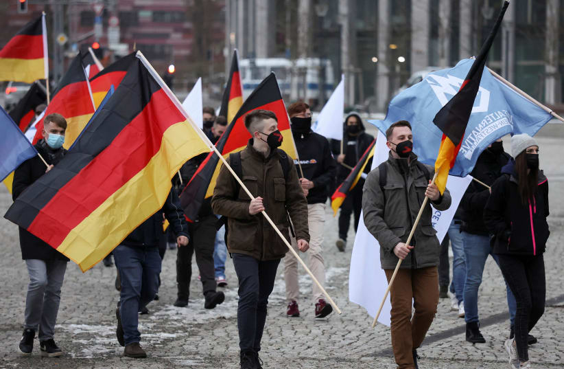  Protest against government measures to curb the spread of COVID-19 in Berlin (photo credit: REUTERS)