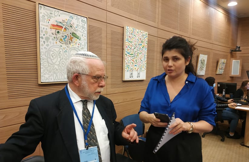  David Bedein with MK Sharren Haskel, chairwoman of  the Knesset Education committee and the Knesset Lobby for UNRWA policy change in the Knesset last month. (photo credit: UDI COHEN)