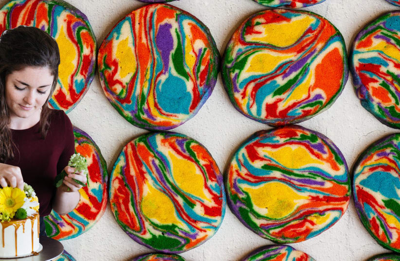  Elana Berusch pioneered colorful marble shortbread that became the Washington Post's cover cookie for the 2021 holiday season.  (photo credit: BERUSCH VIA JTA)