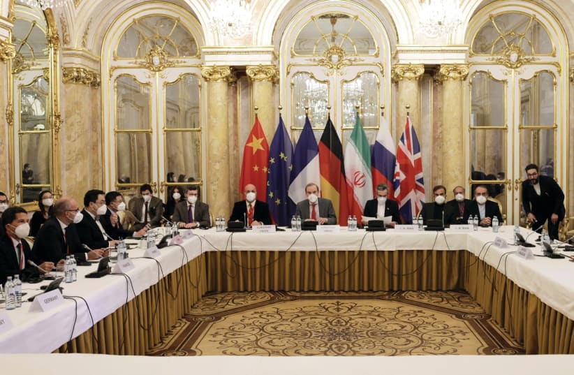 A meeting of the JCPOA Joint Commission in Vienna last week (photo credit: EEAS/HANDOUT VIA REUTERS)