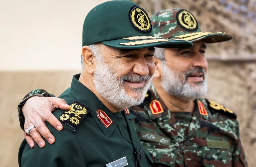  Commander-in-Chief of the Islamic Revolution Guards Corps (IRGC) Hossein Salami smiles during a joint exercise called the 'Great Prophet 17' in the southwest of Iran (photo credit: SAEED SAJJADI/FARS NEWS/WANA (WEST ASIA NEWS AGENCY)VIA REUTERS)