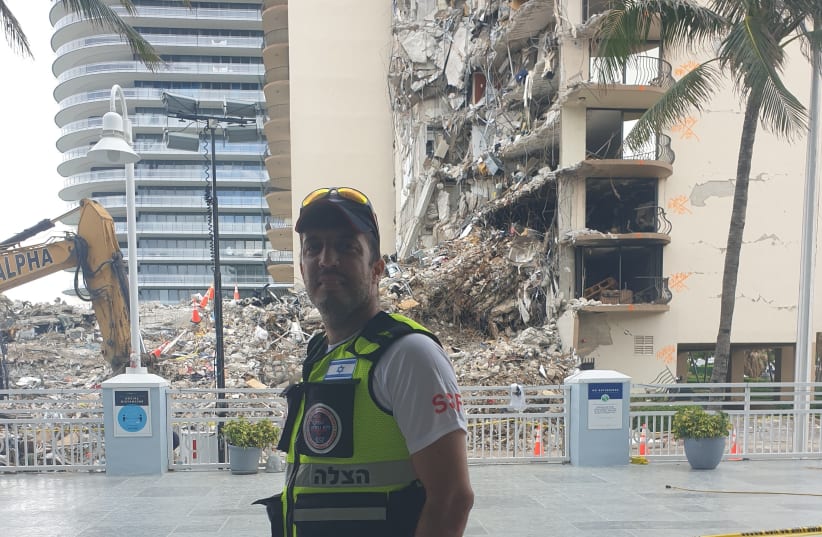  Dvir Dimri at the site of the Surfside collapse (photo credit: Courtesy)