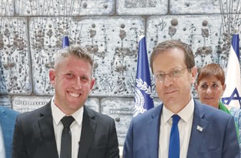  THE WRITER meets with President Isaac Herzog. (photo credit: Adiel Bar Shaul)