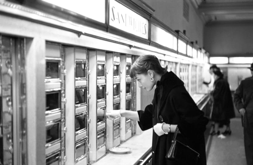 Actress Audrey Hepburn at the Automat (photo credit: LAWRENCE FREID)