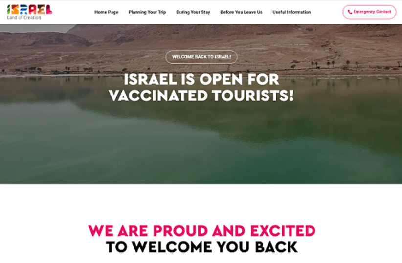  The Tourism Ministry's new landing page for news on tourism in Israel amid COVID-19 (photo credit: screenshot)