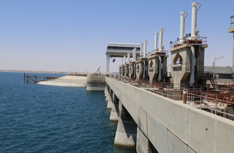  A view shows part of Tabqa dam on the Euphrates river, near Raqqa, Syria June 25, 2014. (photo credit: Nour Fourat/Reuters)