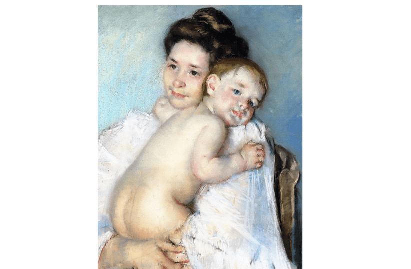  The Young Mother (Mother Berthe holding her baby) by Mary Cassatt. (photo credit: Wikimedia Commons)