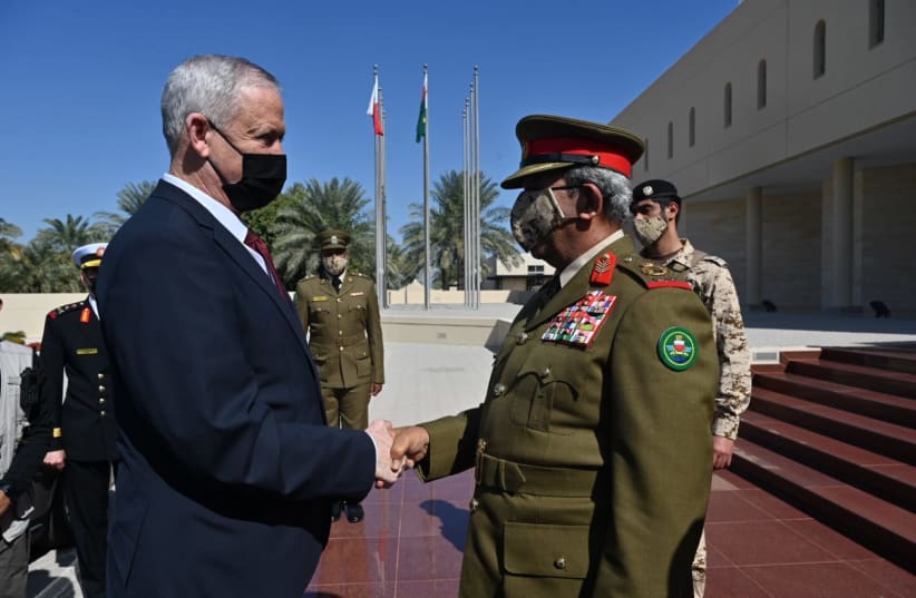  Defense Minister Benny Gantz visits the Kingdom of Bahrain. (photo credit: ARIEL HERMONI/DEFENSE MINISTRY)
