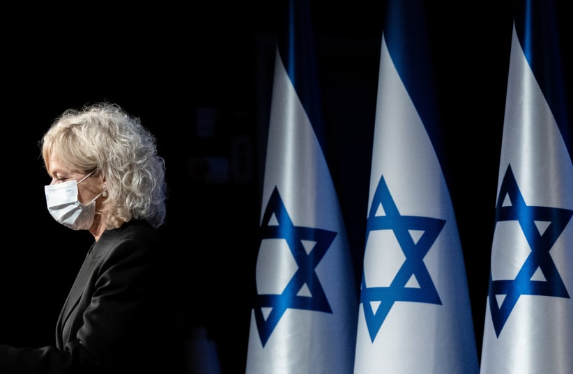  Newly appointed Attorney General Gali Baharav Miara seen during a welcome ceremony for her in Jerusalem on February 8, 2022. (photo credit: YONATAN SINDEL/FLASH90)