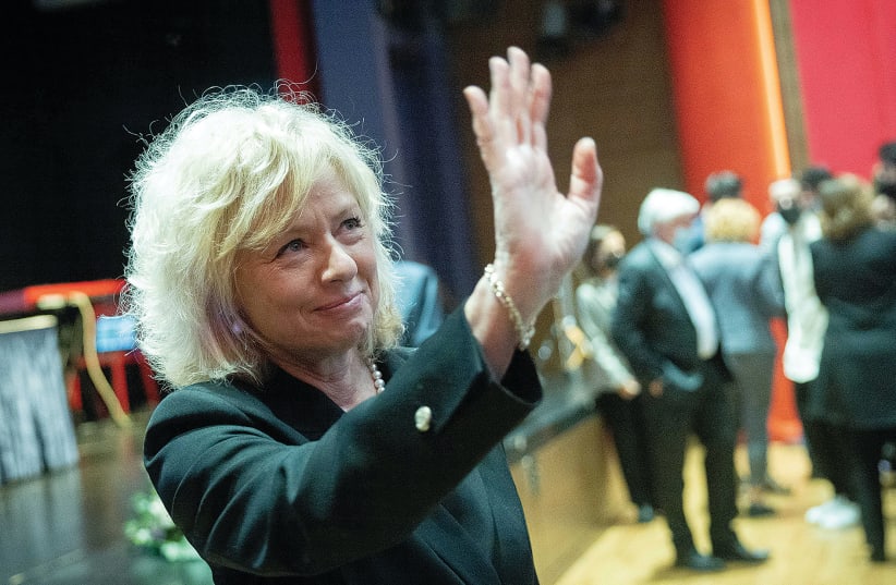  NEWLY APPOINTED Attorney-General Gali Baharav-Miara waves during a welcome ceremony for her in Jerusalem this week.  (photo credit: YONATAN SINDEL/FLASH90)