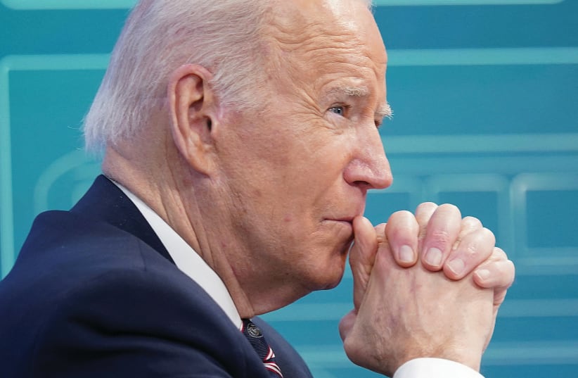  US PRESIDENT Joe Biden at the White House this week – tough decision to make.  (photo credit: KEVIN LAMARQUE/REUTERS)