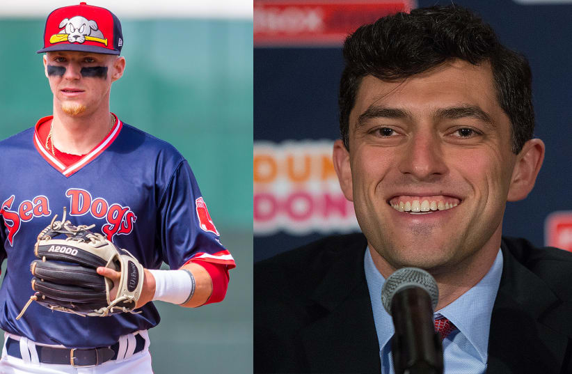  Brett Netzer, left, has been released by the Boston Red Sox after an offensive social media tirade attacking team executive Chaim Bloom. (photo credit: GETTY IMAGES)