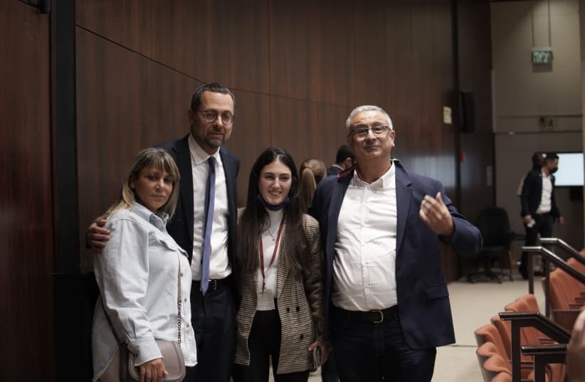  Nitza Shmueli, MK Hauser, Baruch Ben Yigal following the passing of the bill (photo credit: Dani Shem Tov)
