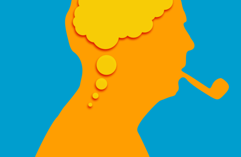  Silhouette of man with thought balloon brain.  (photo credit: Wikimedia Commons)