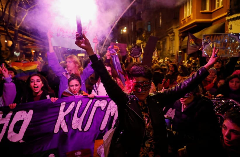  International Women's Day march in Istanbul (photo credit: REUTERS)