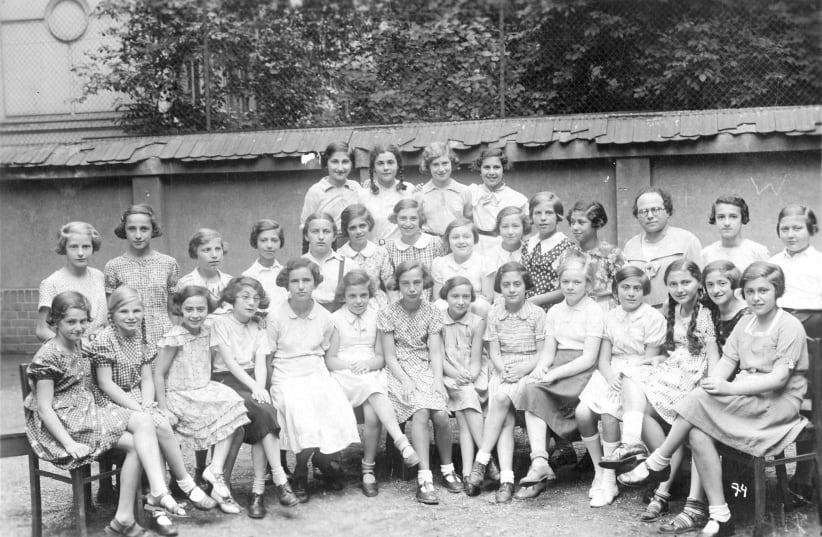  CLASS PHOTO from Carlebach School in Leipzig, circa 1937. Rita – Michele’s mother – is seated first right, front row. Hilde was also a pupil at the school. (photo credit: MICHELE M. GOLD)