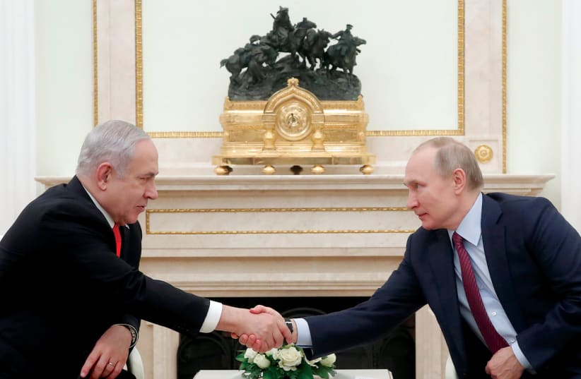  BENJAMIN NETANYAHU and Vladimir Putin reached understandings that allow Israel freedom to act and Naftali Bennett is eager to retain them. (photo credit: MAXIM SHEMETOV/REUTERS)